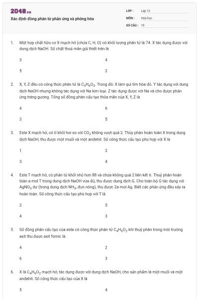 Xác định đồng phân từ phản ứng xà phòng hóa