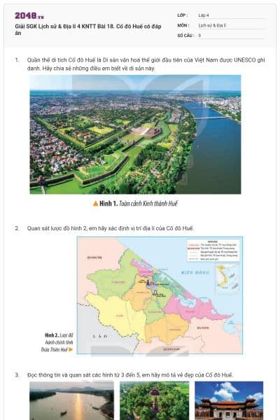 Giải SGK Lịch sử & Địa lí 4 KNTT Bài 18. Cố đô Huế có đáp án