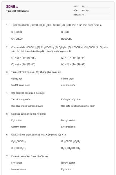 Tính chất vật lí chung