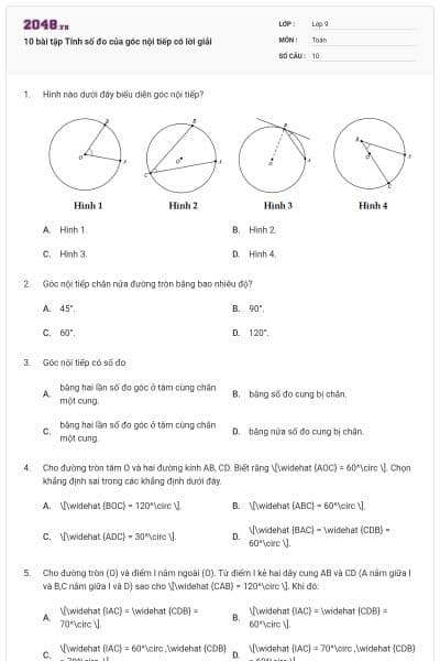 10 bài tập Tính số đo của góc nội tiếp có lời giải