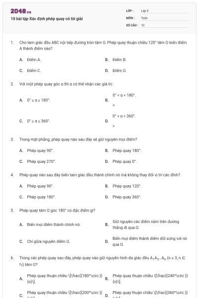 10 bài tập Xác định phép quay có lời giải
