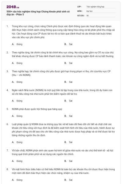 500+ câu trắc nghiệm tổng hợp Chứng khoán phái sinh có đáp án - Phần 5