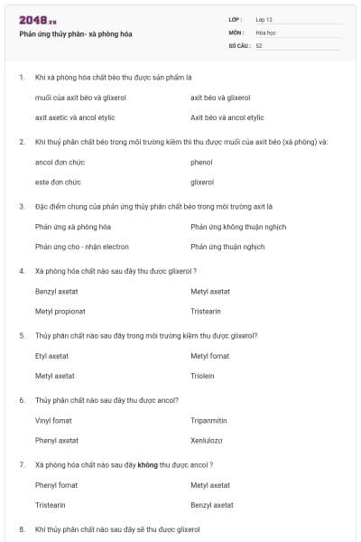 Phản ứng thủy phân- xà phòng hóa