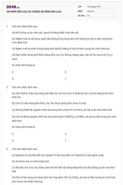 ĂN MÒN KIM LOẠI VÀ CHỐNG ĂN MÒN KIM LOẠI