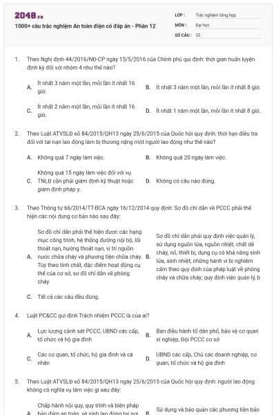 1000+ câu trắc nghiệm An toàn điện có đáp án - Phần 12