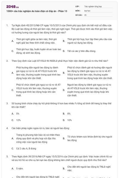 1000+ câu trắc nghiệm An toàn điện có đáp án - Phần 13