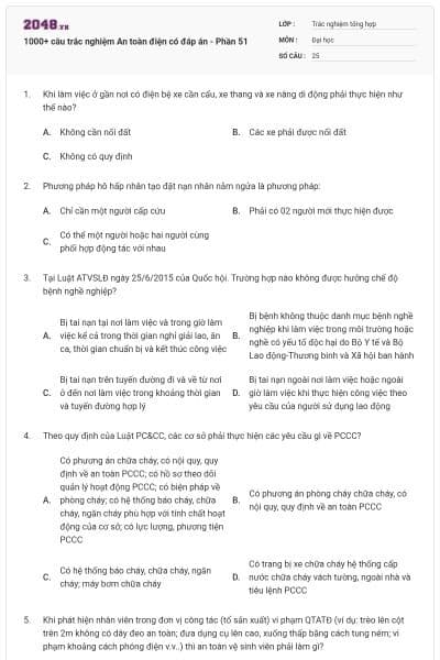1000+ câu trắc nghiệm An toàn điện có đáp án - Phần 51
