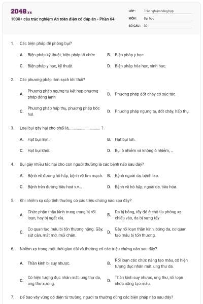 1000+ câu trắc nghiệm An toàn điện có đáp án - Phần 64