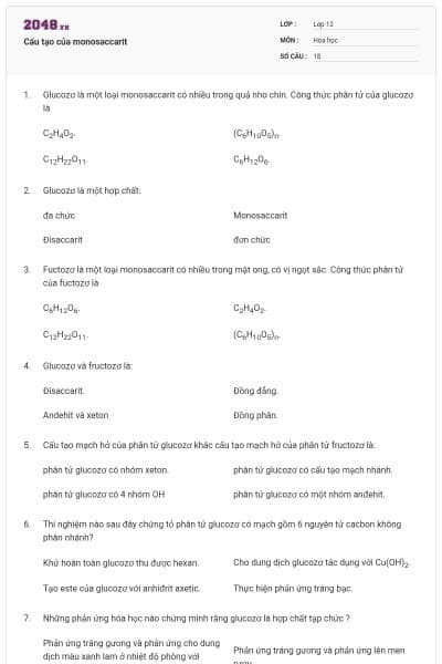 Cấu tạo của monosaccarit