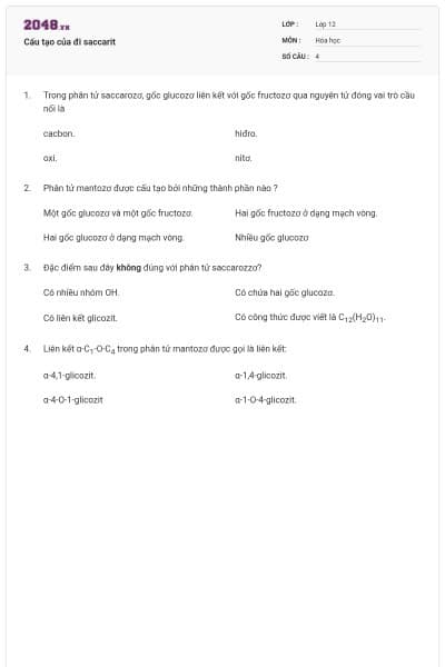 Cấu tạo của đi saccarit