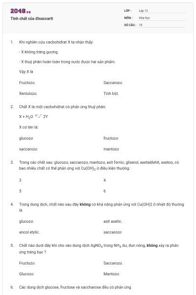 Tính chất của đisaccarit