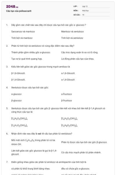 Cấu tạo của polisaccarit