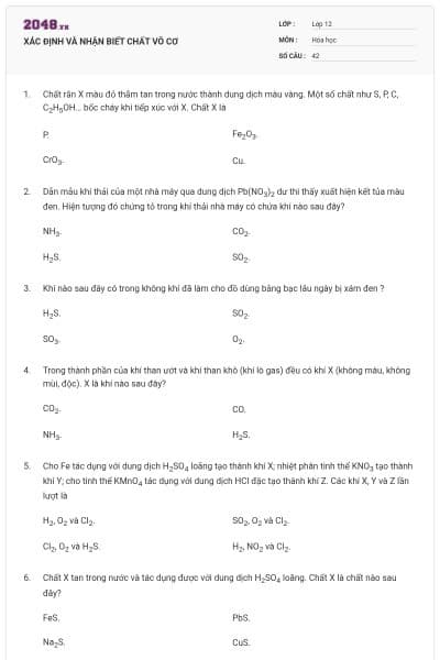 XÁC ĐỊNH VÀ NHẬN BIẾT CHẤT VÔ CƠ