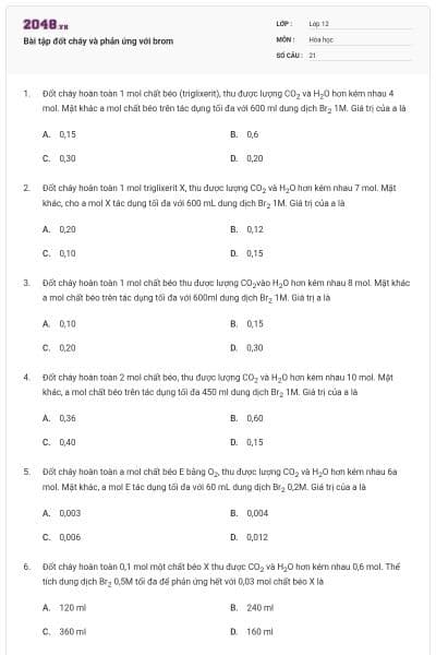 Bài tập đốt cháy và phản ứng với brom