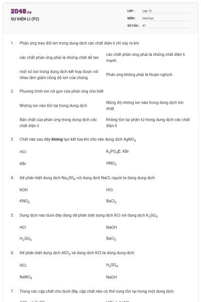 SỰ ĐIỆN LI (P2)