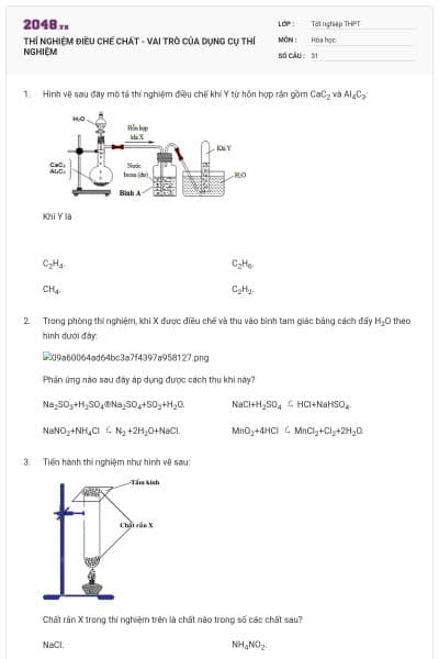 THÍ NGHIỆM ĐIỀU CHẾ CHẤT - VAI TRÒ CỦA DỤNG CỤ THÍ NGHIỆM