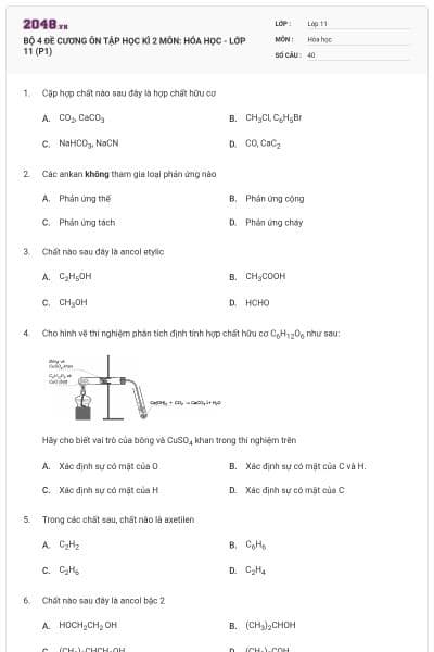 BỘ 4 ĐỀ CƯƠNG ÔN TẬP HỌC KÌ 2 MÔN: HÓA HỌC - LỚP 11 (P1)