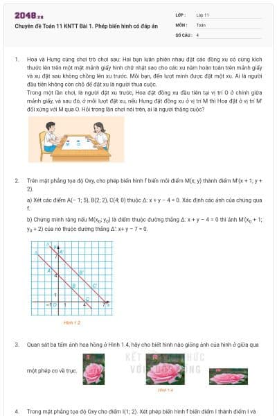 Chuyên đề Toán 11 KNTT Bài 1. Phép biến hình có đáp án