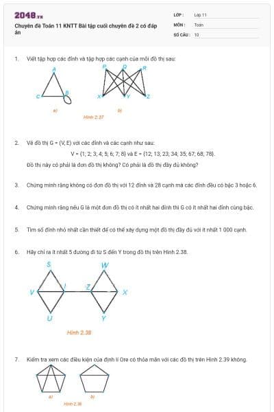 Chuyên đề Toán 11 KNTT Bài tập cuối chuyên đề 2 có đáp án