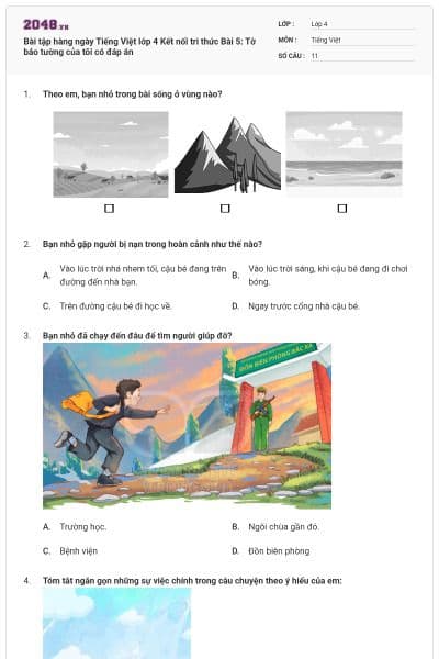 Bài tập hàng ngày Tiếng Việt lớp 4 Kết nối tri thức Bài 5: Tờ báo tường của tôi có đáp án