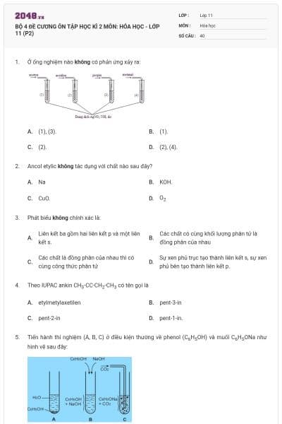 BỘ 4 ĐỀ CƯƠNG ÔN TẬP HỌC KÌ 2 MÔN: HÓA HỌC - LỚP 11 (P2)