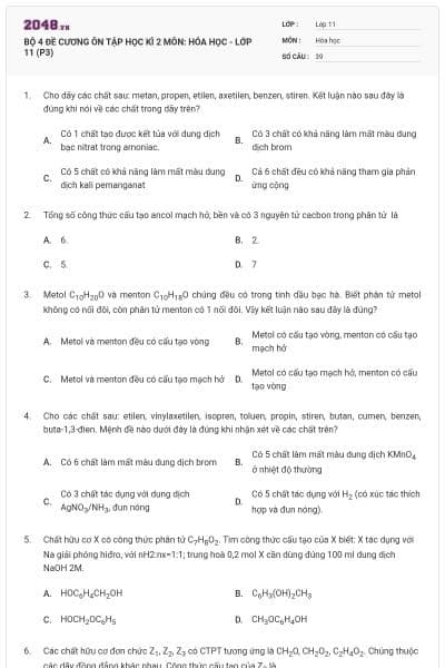 BỘ 4 ĐỀ CƯƠNG ÔN TẬP HỌC KÌ 2 MÔN: HÓA HỌC - LỚP 11 (P3)