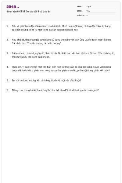 Soạn văn 8 CTST Ôn tập bài 5 có đáp án