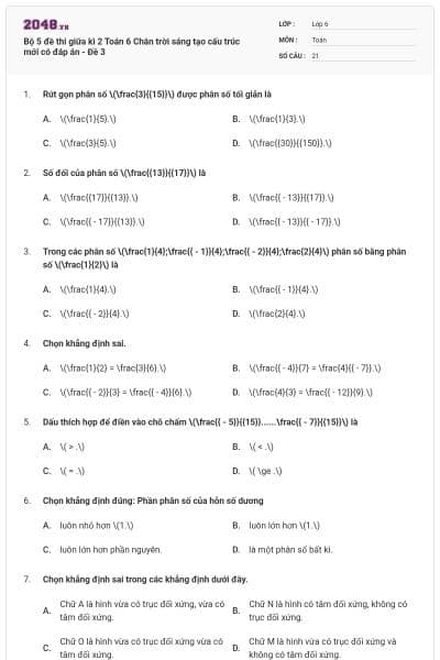 Bộ 5 đề thi giữa kì 2 Toán 6 Chân trời sáng tạo cấu trúc mới có đáp án - Đề 3
