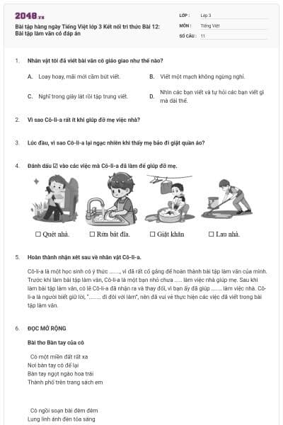 Bài tập hàng ngày Tiếng Việt lớp 3 Kết nối tri thức Bài 12: Bài tập làm văn có đáp án