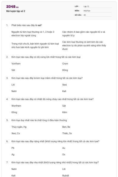 Bài luyện tập số 2