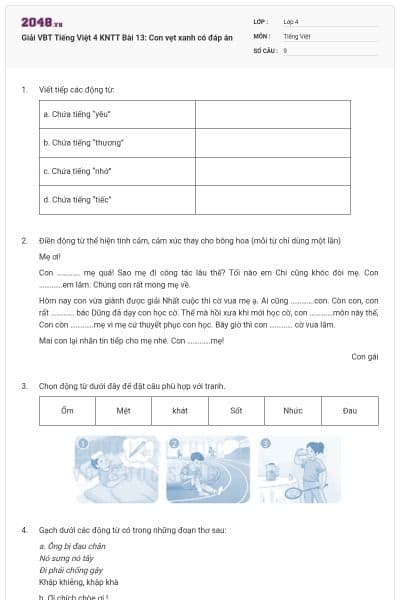 Giải VBT Tiếng Việt 4 KNTT Bài 13: Con vẹt xanh có đáp án