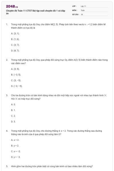 Chuyên đề Toán 11 CTST Bài tập cuối chuyên đề 1 có đáp án