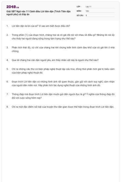 Giải SBT Ngữ văn 11 Cánh diều Lời tiễn dặn (Trích Tiễn dặn người yêu) có đáp án