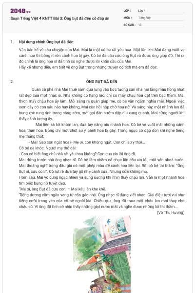 Soạn Tiếng Việt 4 KNTT Bài 3: Ông bụt đã đến có đáp án