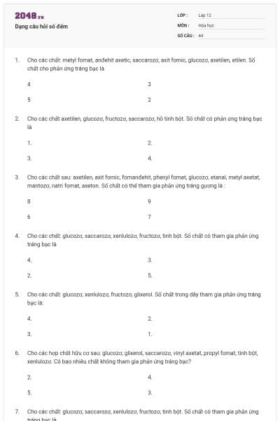 Dạng câu hỏi số đếm