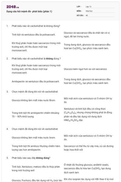 Dạng câu hỏi mệnh đề- phát biểu (phần 1)