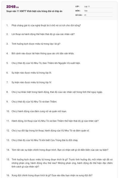 Soạn văn 11 KNTT Vĩnh biệt cửu trùng đài có đáp án