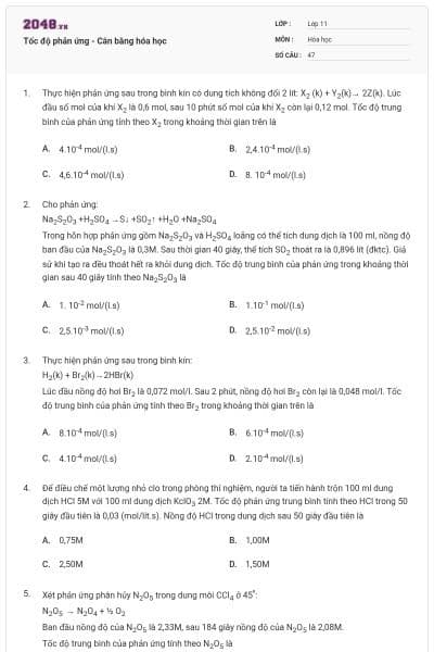 Tốc độ phản ứng - Cân bằng hóa học