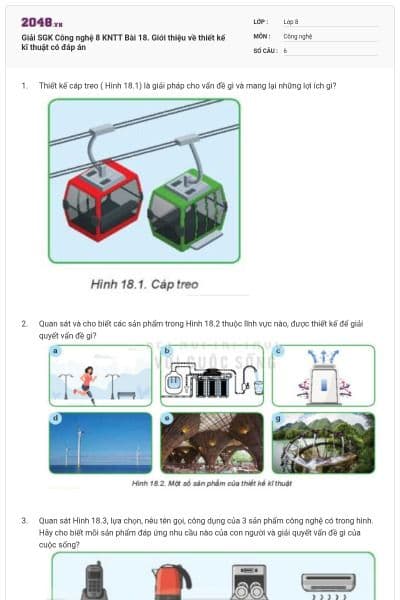 Giải SGK Công nghệ 8 KNTT Bài 18. Giới thiệu về thiết kế kĩ thuật có đáp án
