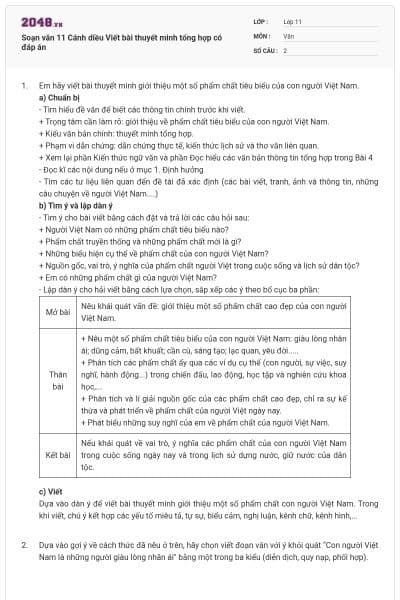 Soạn văn 11 Cánh diều Viết bài thuyết minh tổng hợp có đáp án