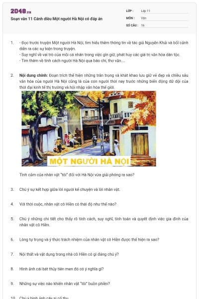 Soạn văn 11 Cánh diều Một người Hà Nội có đáp án