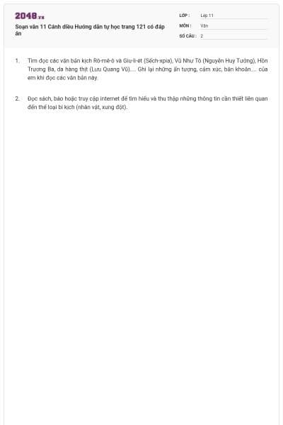 Soạn văn 11 Cánh diều Hướng dẫn tự học trang 121 có đáp án