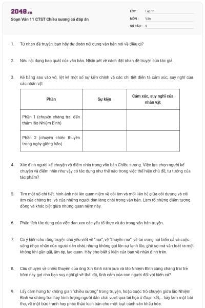 Soạn Văn 11 CTST Chiều sương có đáp án