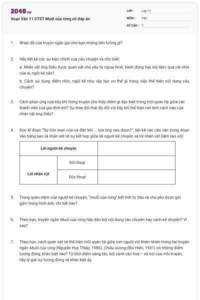 Soạn Văn 11 CTST Muối của rừng có đáp án