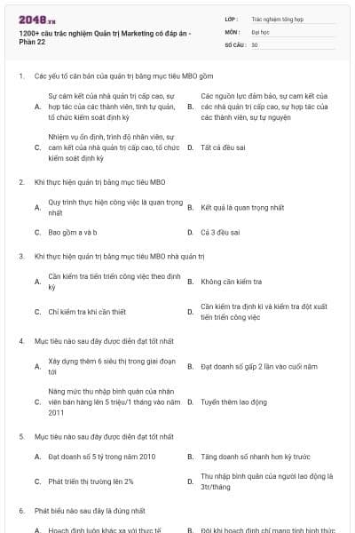 1200+ câu trắc nghiệm Quản trị Marketing có đáp án - Phần 22