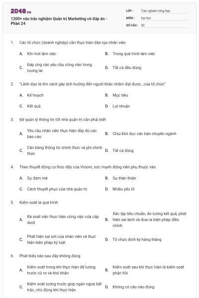 1200+ câu trắc nghiệm Quản trị Marketing có đáp án - Phần 24