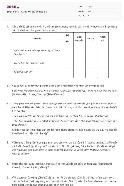 Soạn Văn 11 CTST Ôn tập có đáp án