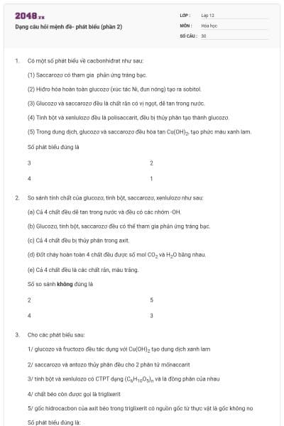 Dạng câu hỏi mệnh đề- phát biểu (phần 2)