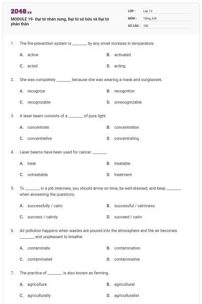 MODULE 19- Đại từ nhân xưng, Đại từ sở hữu và Đại từ phản thân