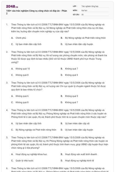 100+ câu trắc nghiệm Công vụ công chức có đáp án - Phần 2